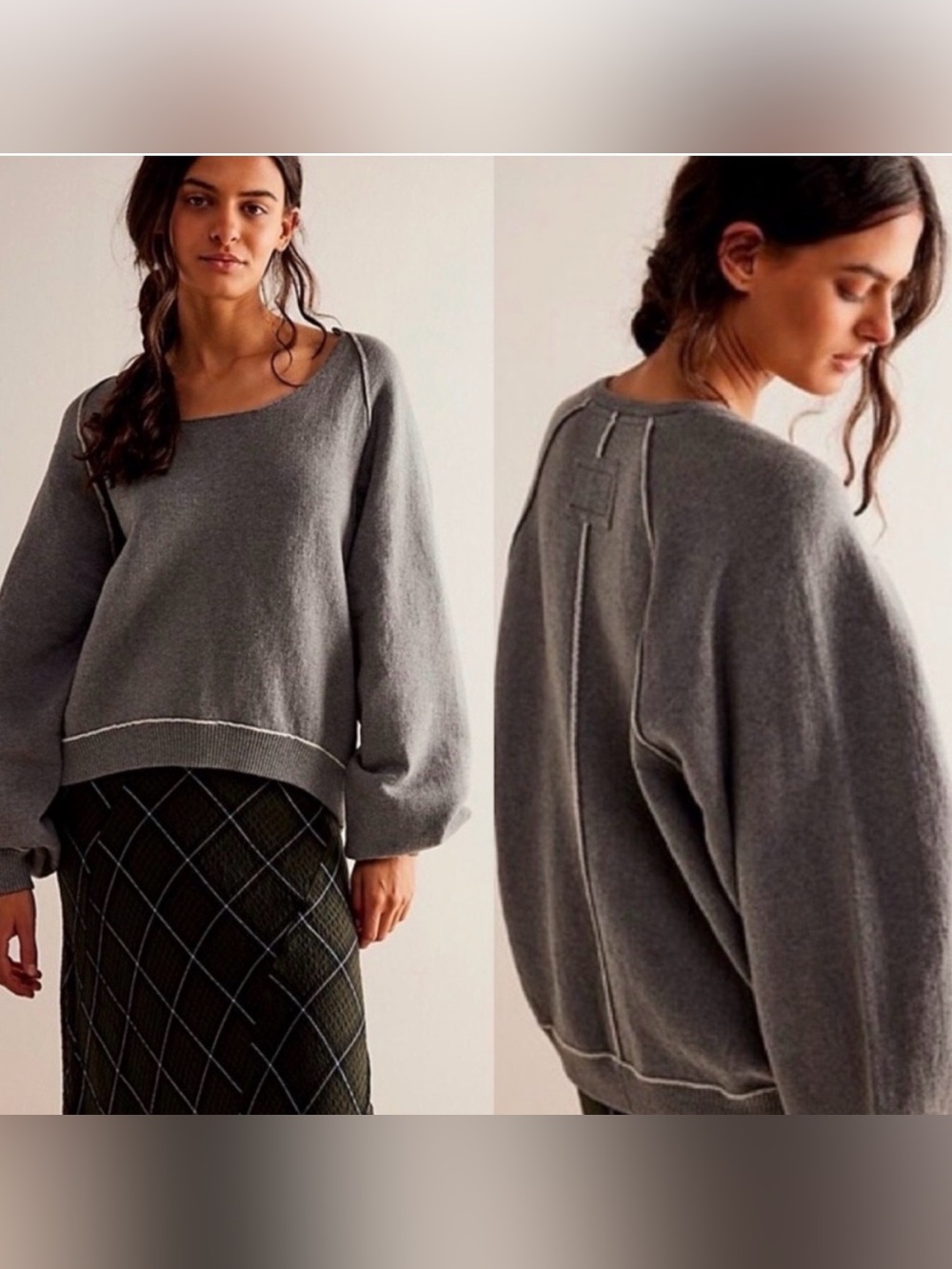 Free People-We the Free Midnight Pullover
NWT Size L Grey